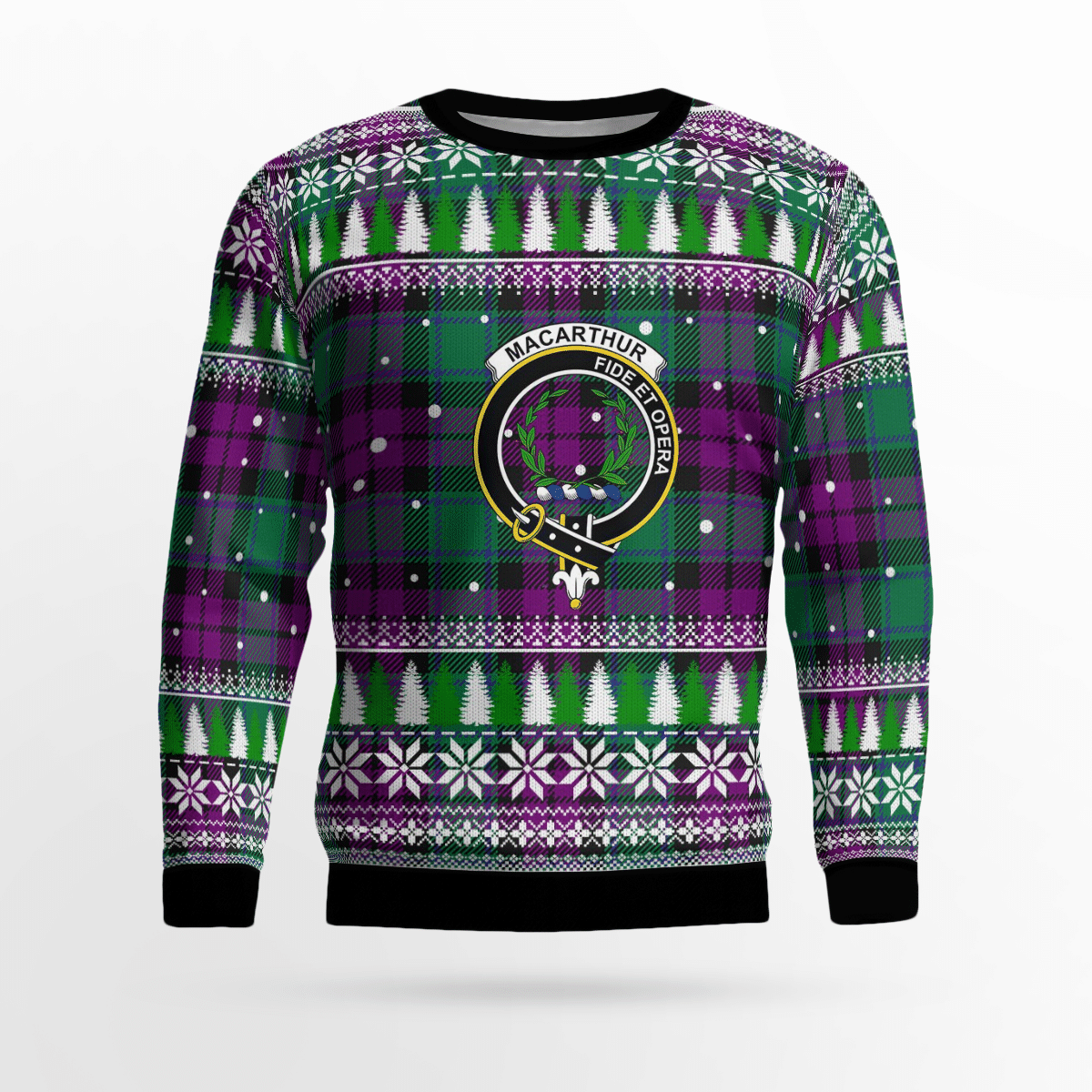 Clan MacArthur – Milton Crest Tartan Christmas Ugly Sweater ZB78 MacArthur – Milton Crest Tartan Tartan Ugly Sweater   