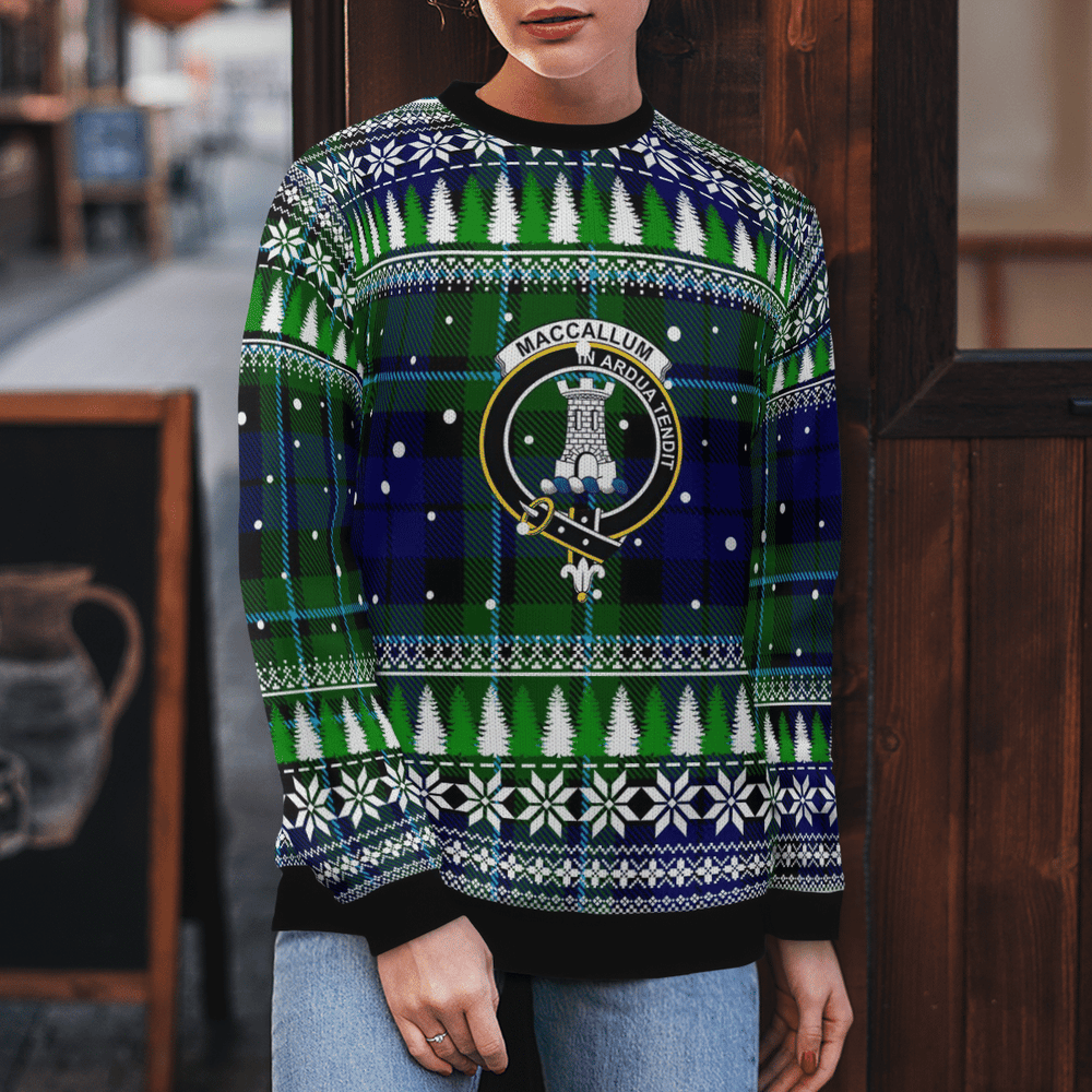 Clan MacCallum Modern Crest Tartan Christmas Ugly Sweater RL33 MacCallum Modern Crest Tartan Tartan Ugly Sweater   