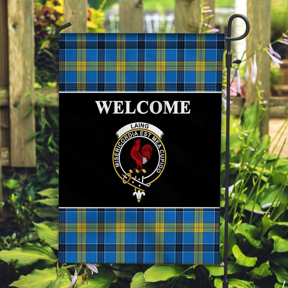 Clan Laing Tartan Crest Black Garden Flag FB17 Clan Laing Tartan Today   