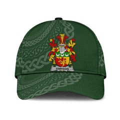 Clan Simpson Coat Of Arms - Irish Family Crest St Patrick's Day Classic CapWJ47 Classic Cap - Simpson Coat Of Arms St Patrick's Day Classic Cap Irish Cap   