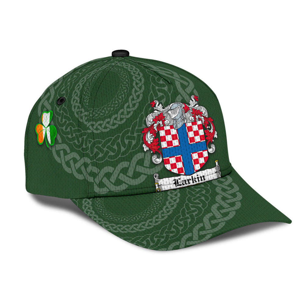 Clan Larkin Coat Of Arms - Irish Family Crest St Patrick's Day Classic CapDC87 Classic Cap - Larkin Coat Of Arms St Patrick's Day Classic Cap Irish Cap   