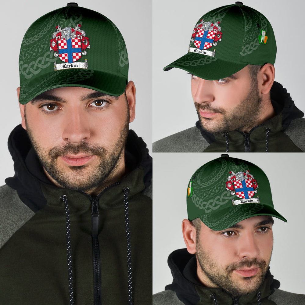 Clan Larkin Coat Of Arms - Irish Family Crest St Patrick's Day Classic CapDC87 Classic Cap - Larkin Coat Of Arms St Patrick's Day Classic Cap Irish Cap   