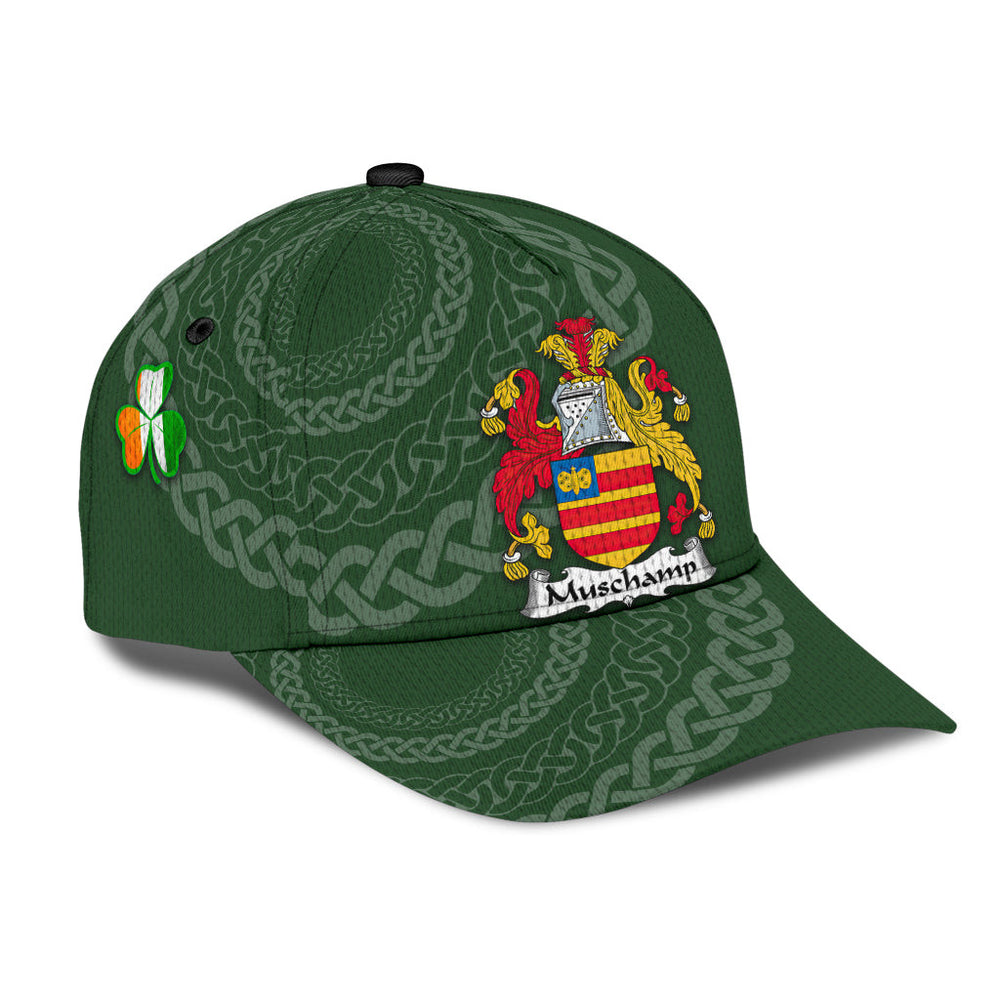 Clan Muschamp Coat Of Arms - Irish Family Crest St Patrick's Day Classic CapOP39 Classic Cap - Muschamp Coat Of Arms St Patrick's Day Classic Cap Irish Cap   