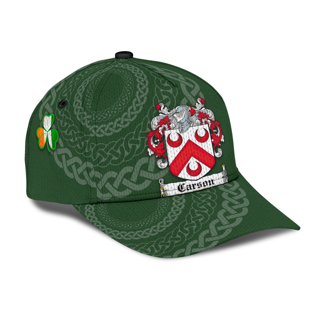 Clan Carson Coat Of Arms - Irish Family Crest St Patrick's Day Classic CapBC72 Classic Cap - Carson Coat Of Arms St Patrick's Day Classic Cap Irish Cap   