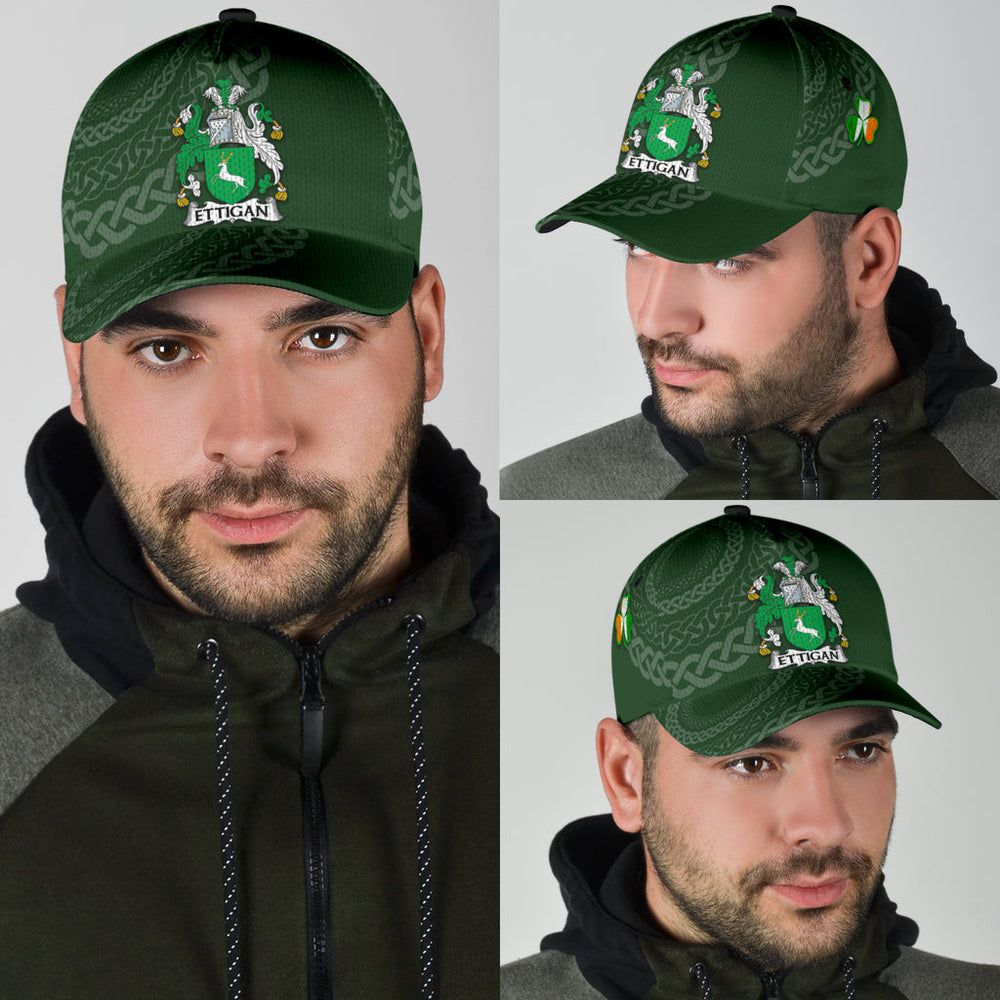 Clan Ettigan Coat Of Arms - Irish Family Crest St Patrick's Day Classic CapCI14 Classic Cap - Ettigan Coat Of Arms St Patrick's Day Classic Cap Irish Cap   