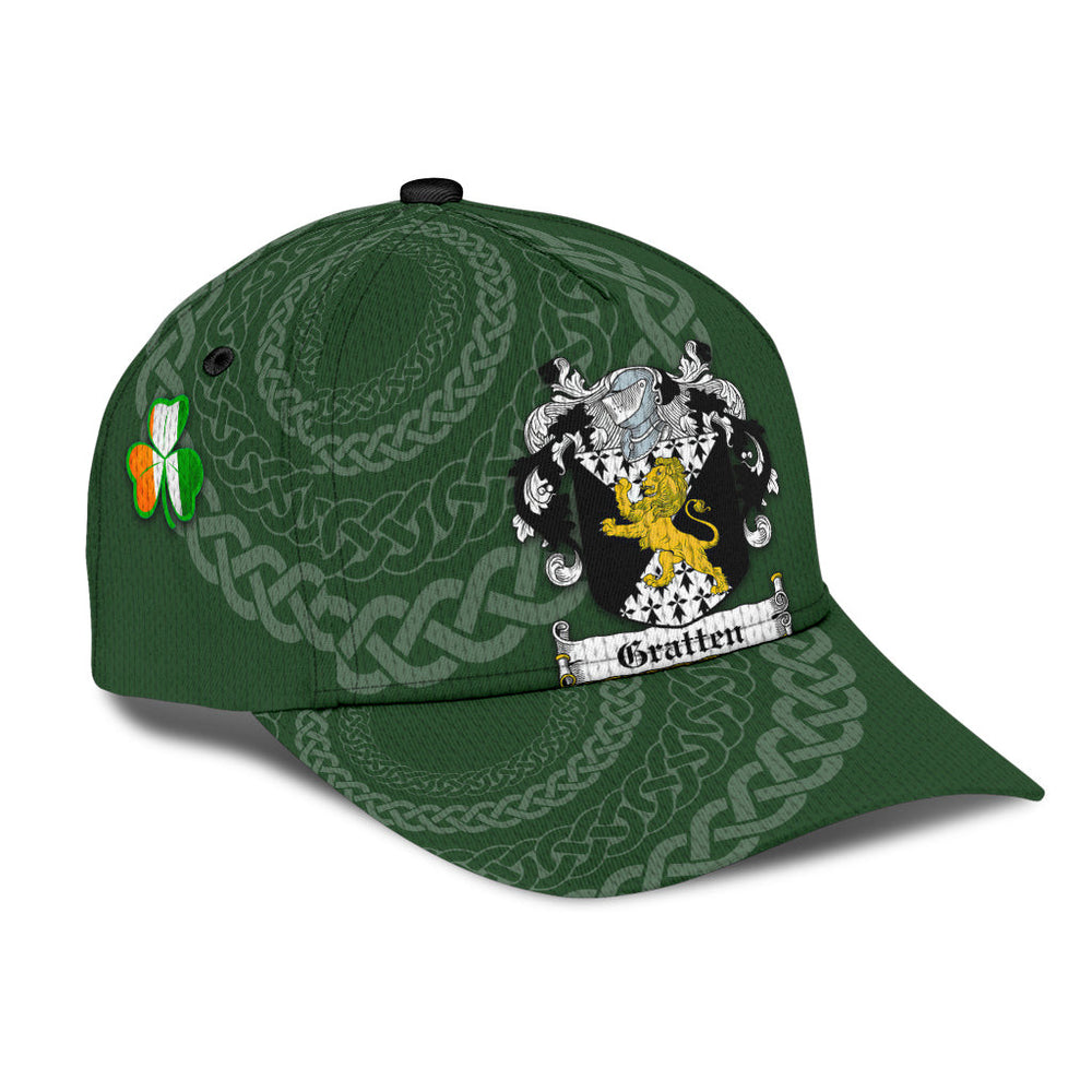 Clan Gratten Coat Of Arms - Irish Family Crest St Patrick's Day Classic CapNK40 Classic Cap - Gratten Coat Of Arms St Patrick's Day Classic Cap Irish Cap   