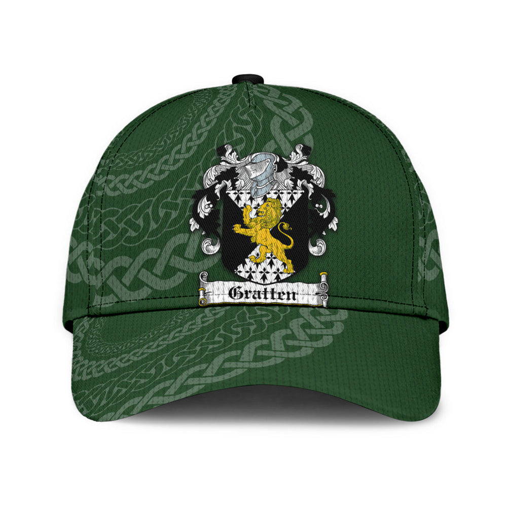 Clan Gratten Coat Of Arms - Irish Family Crest St Patrick's Day Classic CapNK40 Classic Cap - Gratten Coat Of Arms St Patrick's Day Classic Cap Irish Cap   