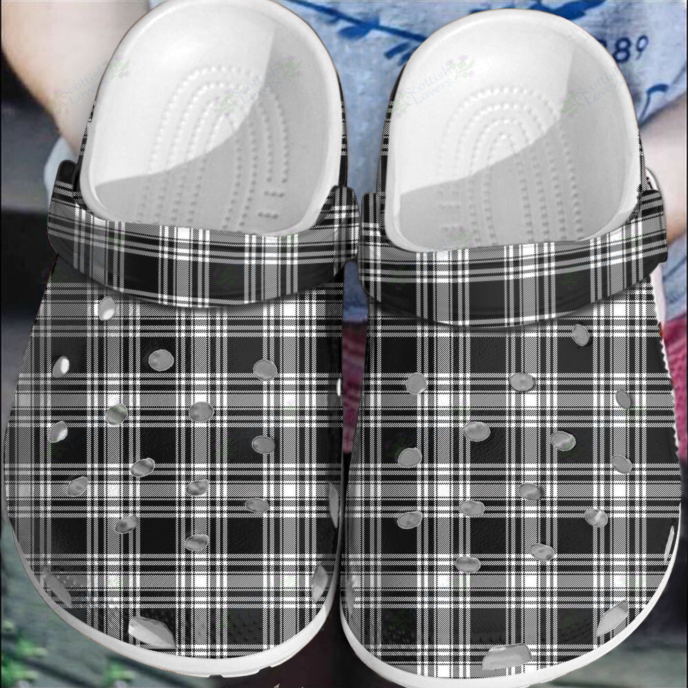 Clan Menzies Black & White Modern Tartan Clogs Classic XE41 Menzies Black & White Modern Tartan Tartan Today   