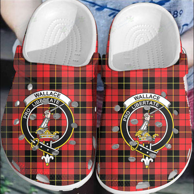 Clan Wallace Hunting - Red Tartan Crest Clogs Classic