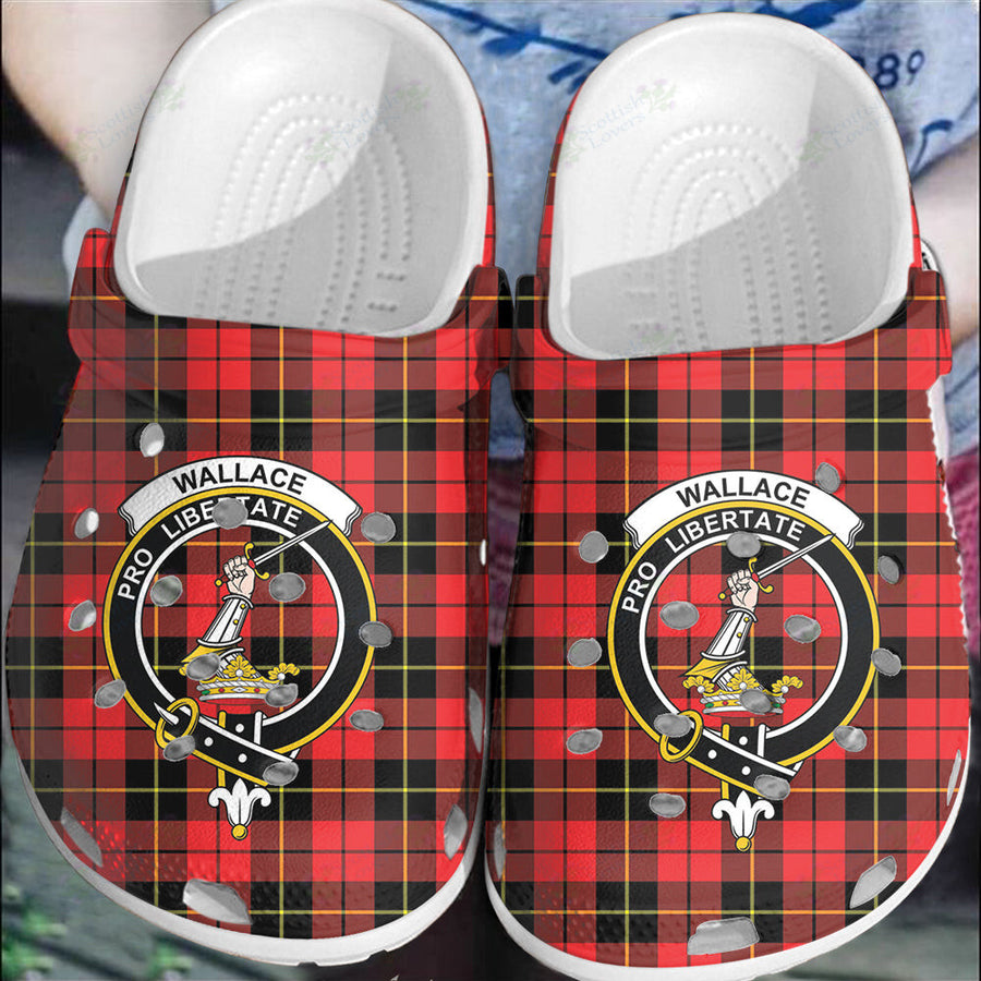 Clan Wallace Hunting - Red Tartan Crest Clogs Classic