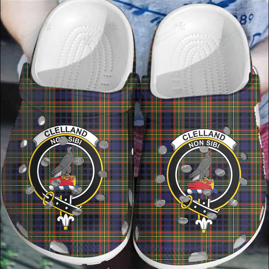 Clan Clelland Modern Tartan Crest Clogs Classic