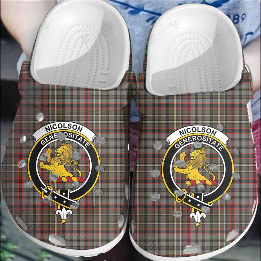 Clan Nicolson Hunting Weathered Tartan Crest Clogs Classic