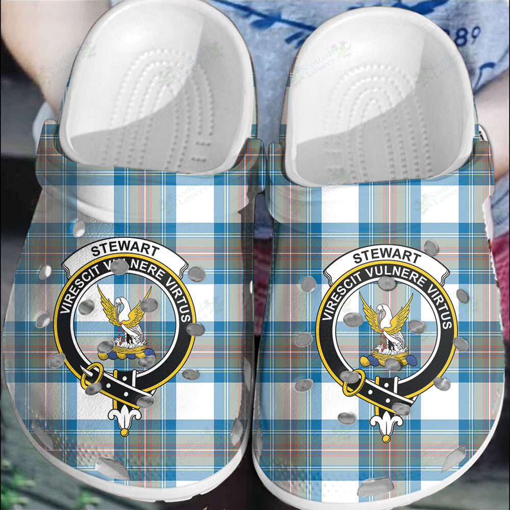 Clan Stewart Muted Blue Tartan Crest Clogs Classic ZW54 Stewart Muted Blue Tartan Tartan Today   