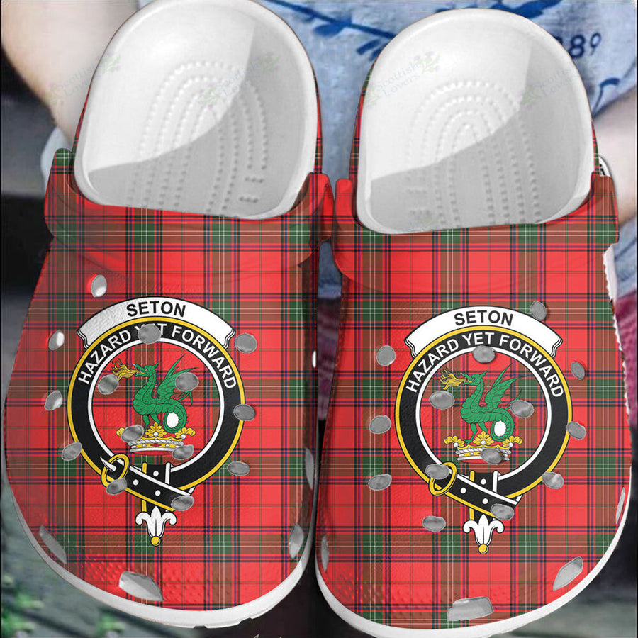 Clan Seton Modern Tartan Crest Clogs Classic