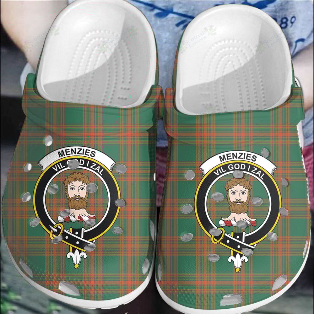 Clan Menzies Green Ancient Tartan Crest Clogs Classic PC44 Menzies Green Ancient Tartan Tartan Today   