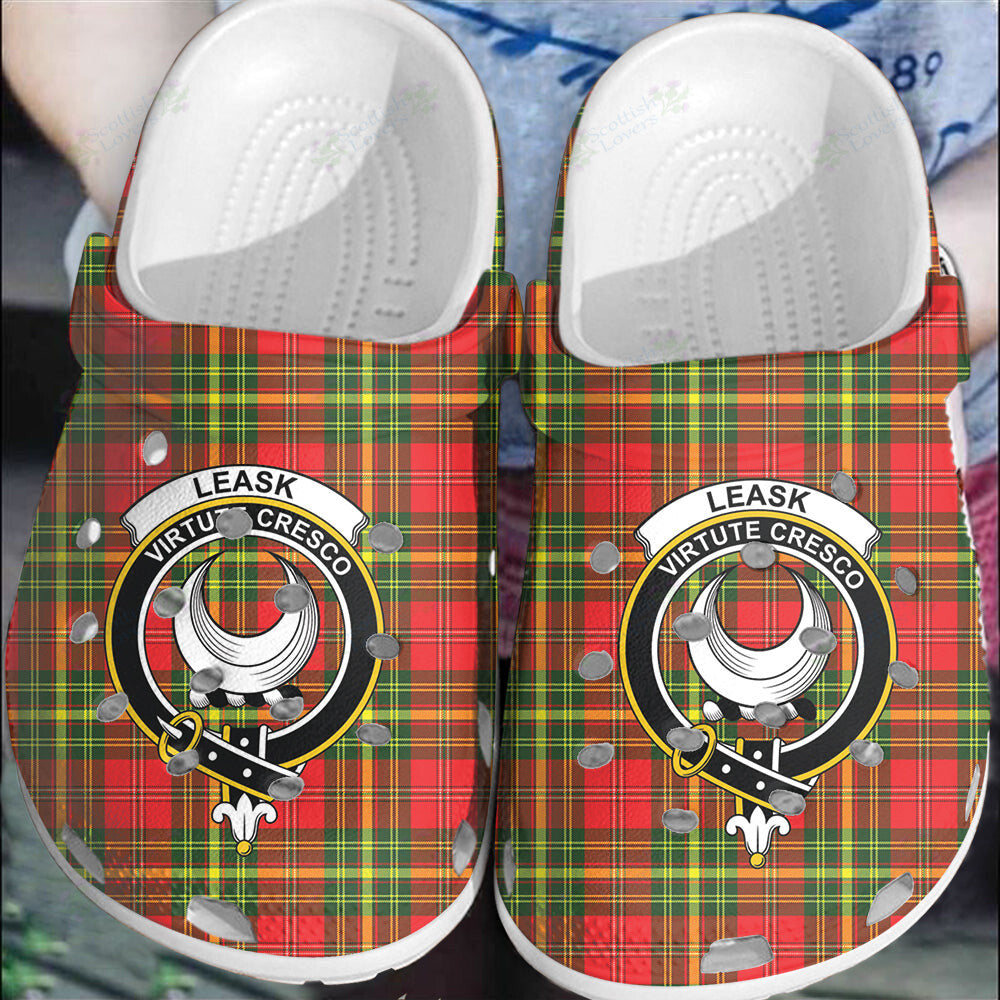 Clan Leask Tartan Crest Clogs Classic EV48 Leask Tartan Tartan Today   