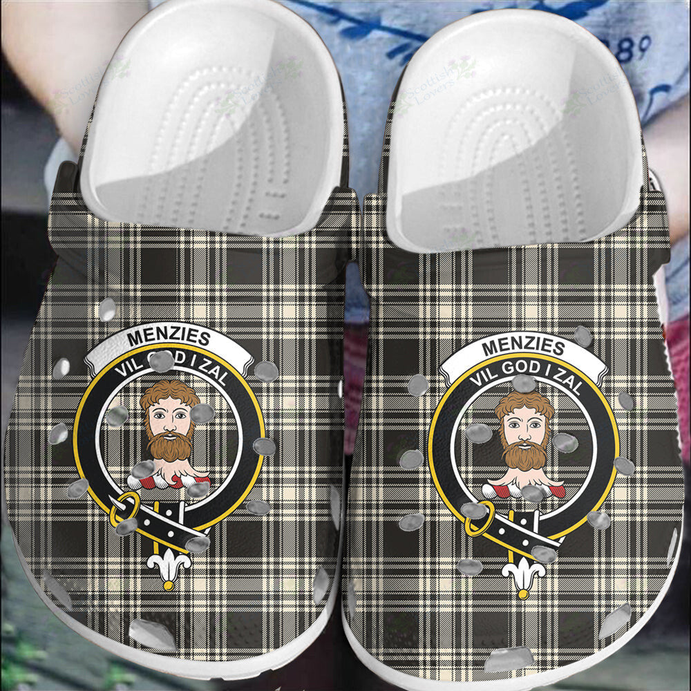 Clan Menzies Black & White Ancient Tartan Crest Clogs Classic ZI12 Menzies Black & White Ancient Tartan Tartan Today   