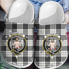 Clan MacFarlane Black & White Tartan Crest Clogs Classic NY21 MacFarlane Black & White Tartan Tartan Today   