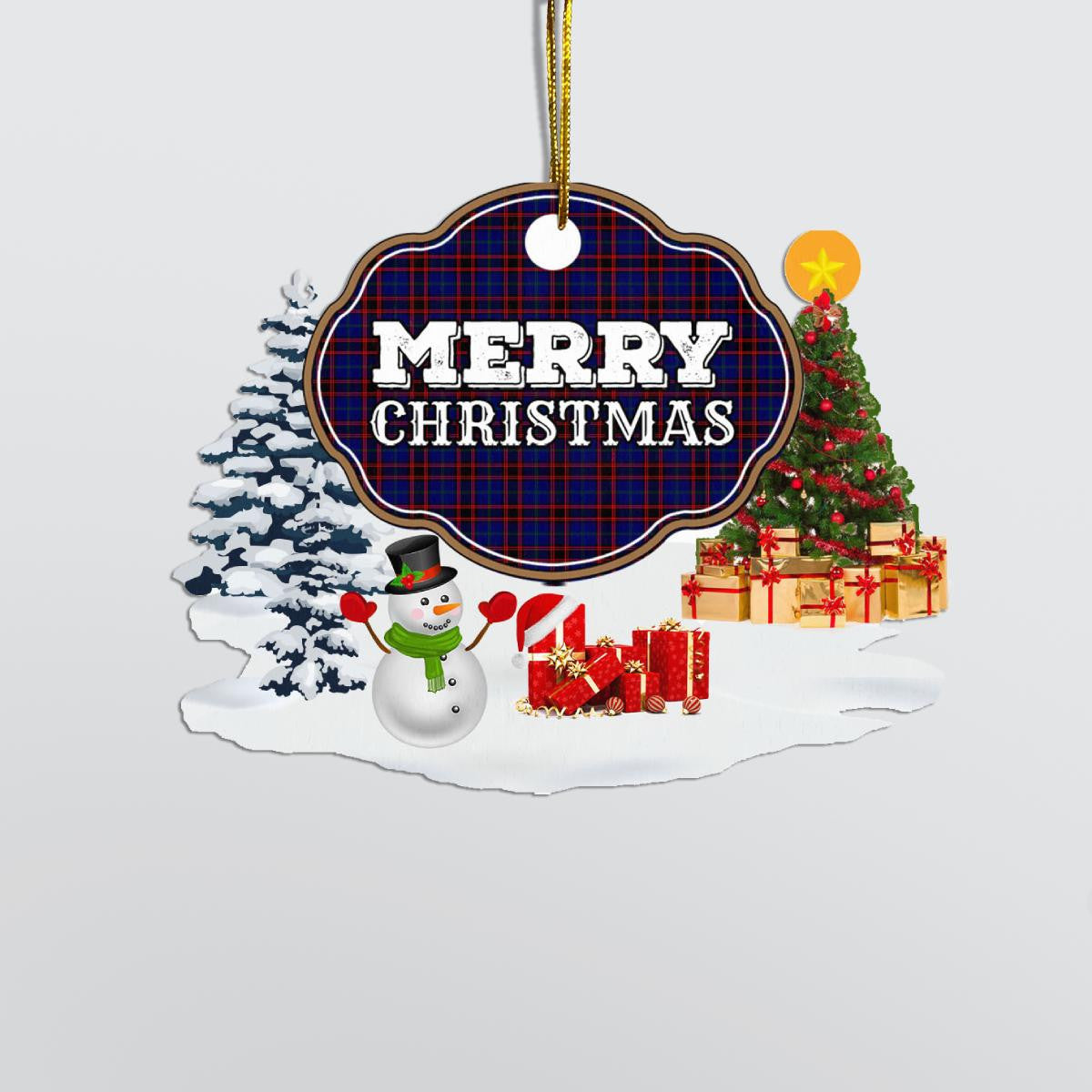 Clan Home Modern "Merry Christmas" Tartan Acrylic Ornament MD17 Home Modern Tartan Tartan Christmas   
