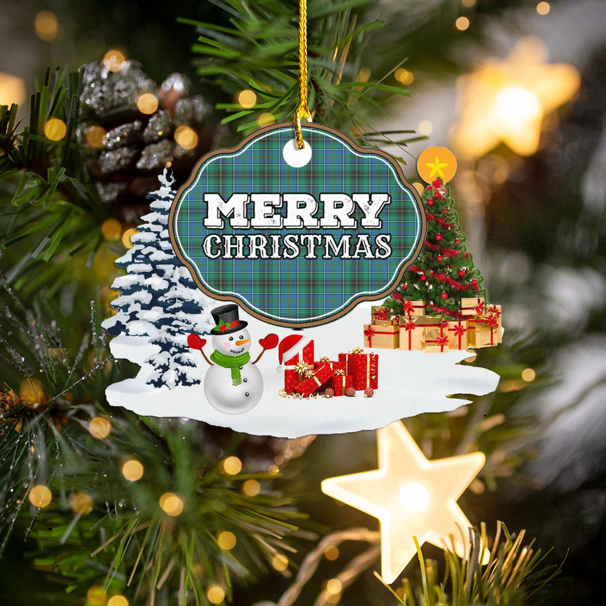 Clan MacInnes Ancient "Merry Christmas" Tartan Acrylic Ornament KU80 MacInnes Ancient Tartan Tartan Christmas   