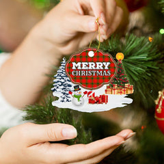 Clan MacQuarrie Modern "Merry Christmas" Tartan Acrylic Ornament UR24 MacQuarrie Modern Tartan Tartan Christmas   