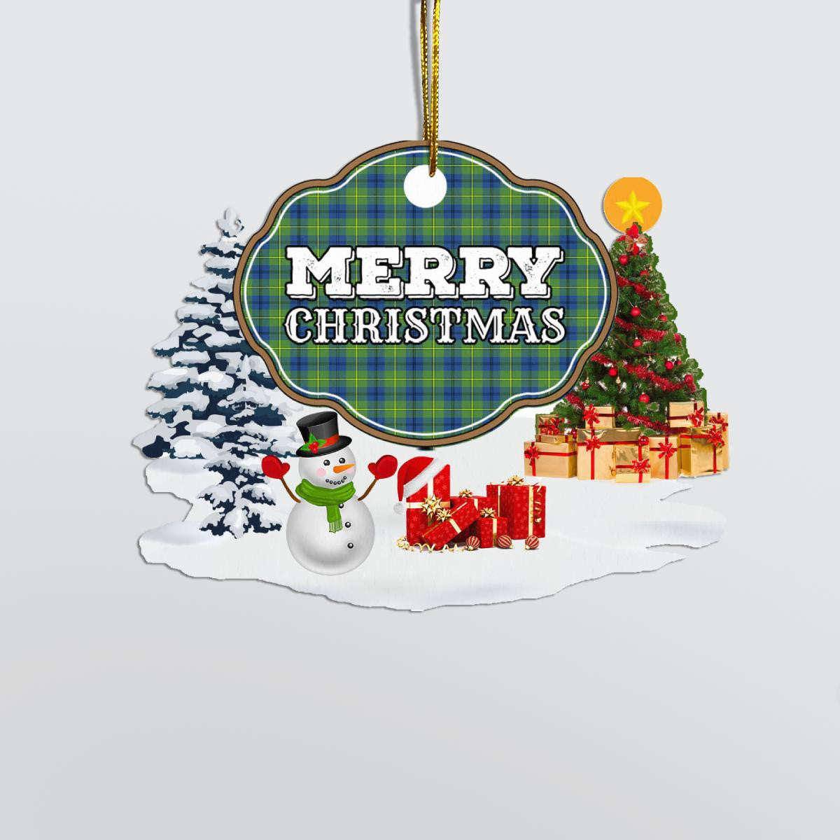 Clan Johnston Ancient "Merry Christmas" Tartan Acrylic Ornament GK15 Johnston Ancient Tartan Tartan Christmas   