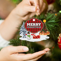 Clan Grant Modern "Merry Christmas" Tartan Acrylic Ornament CP16 Grant Modern Tartan Tartan Christmas   