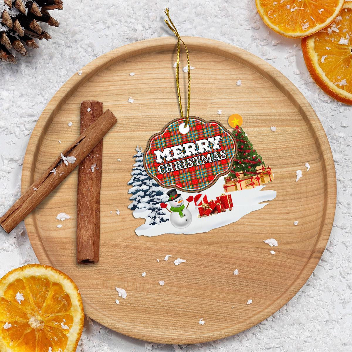 Clan Chattan "Merry Christmas" Tartan Acrylic Ornament NB10 Chattan Tartan Tartan Christmas   