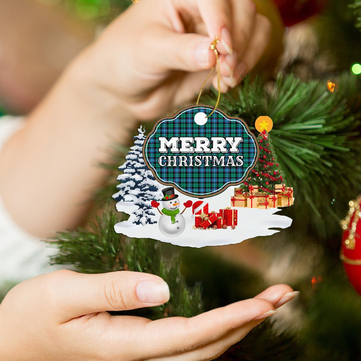 Clan Galbraith Ancient "Merry Christmas" Tartan Acrylic Ornament LM77 Galbraith Ancient Tartan Tartan Christmas   