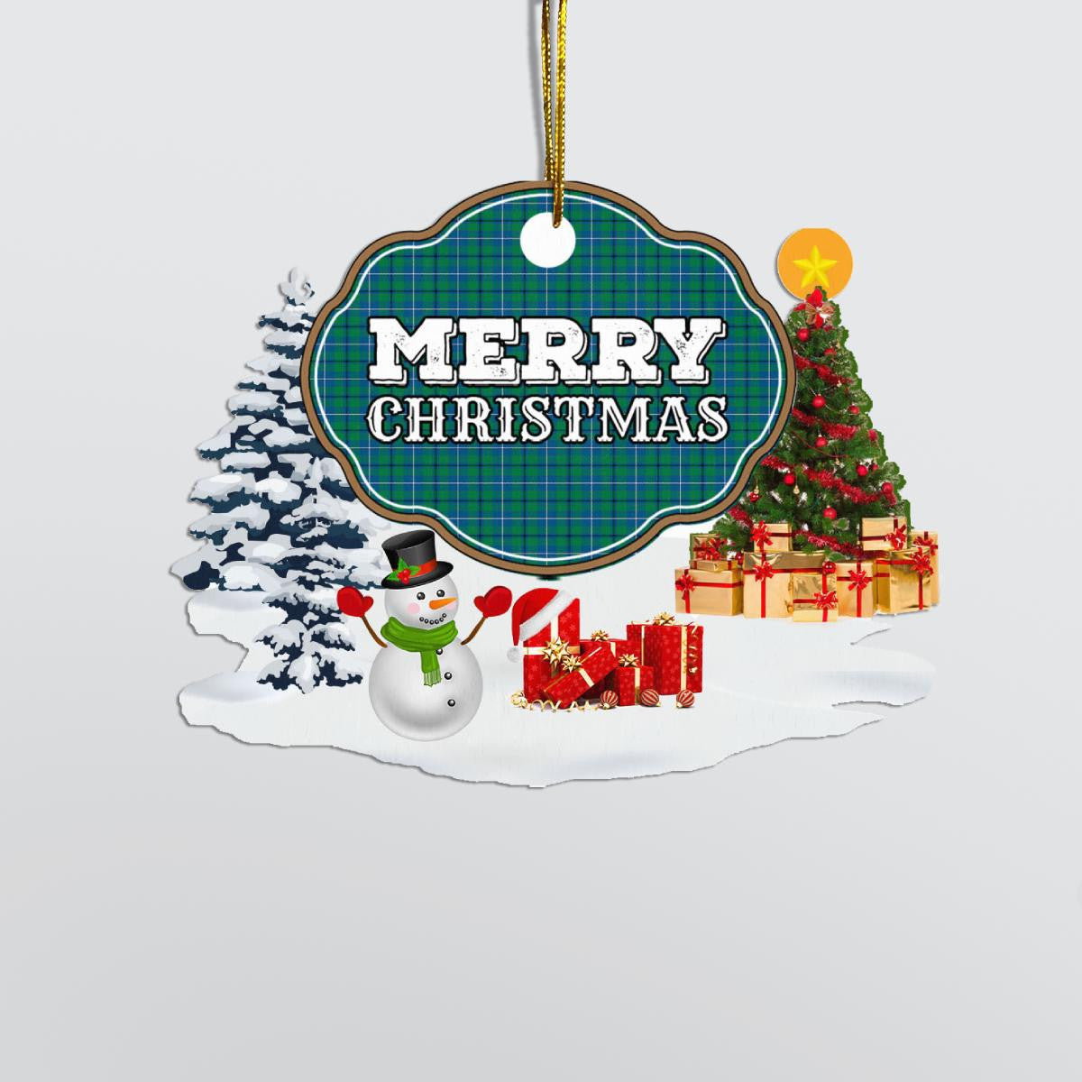 Clan Douglas Ancient "Merry Christmas" Tartan Acrylic Ornament FK49 Douglas Ancient Tartan Tartan Christmas   