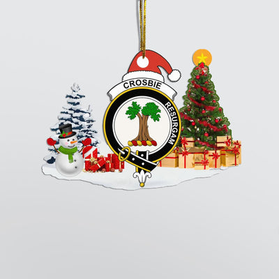 Clan Crosbie (or Crosby) Crest Tartan Acrylic Christmas Ornament EU77