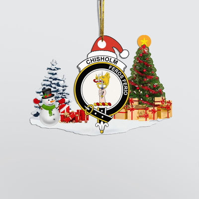 Clan Chisholm Crest Tartan Acrylic Christmas Ornament GB22