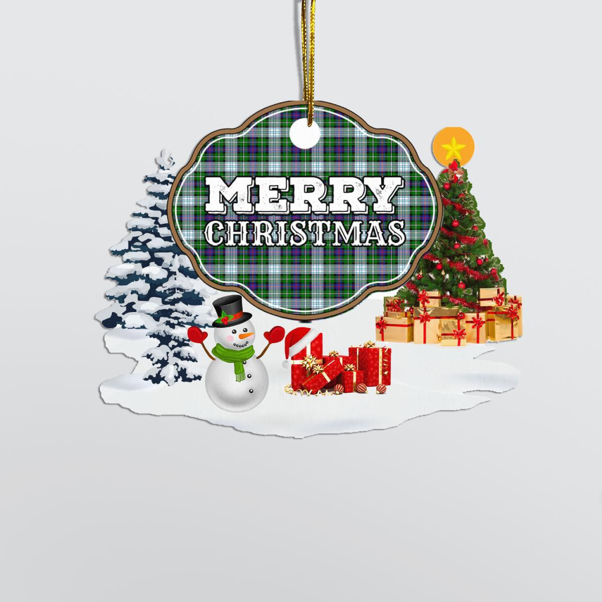 Clan MacKenzie Dress Modern "Merry Christmas" Tartan Acrylic Ornament BA19 MacKenzie Dress Modern Tartan Tartan Christmas   