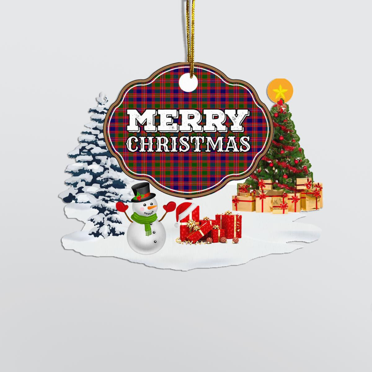 Clan MacIntyre Modern "Merry Christmas" Tartan Acrylic Ornament MT91 MacIntyre Modern Tartan Tartan Christmas   