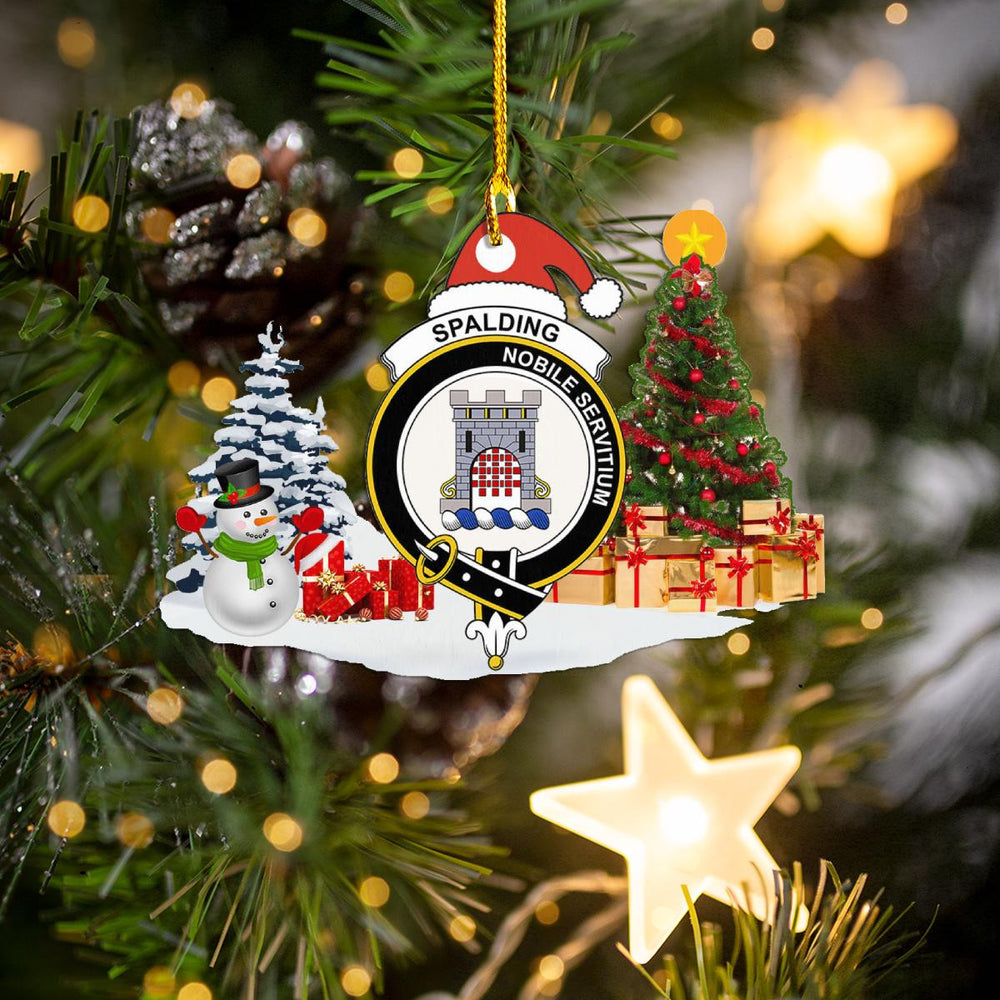 Clan Spalding Crest Tartan Acrylic Christmas Ornament PU67 Spalding Tartan Tartan Christmas   