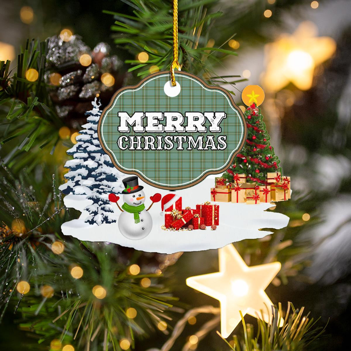 Clan Kelly Dress "Merry Christmas" Tartan Acrylic Ornament KG61 Kelly Dress Tartan Tartan Christmas   
