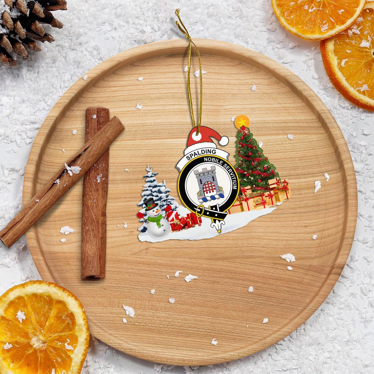 Clan Spalding Crest Tartan Acrylic Christmas Ornament PU67 Spalding Tartan Tartan Christmas   