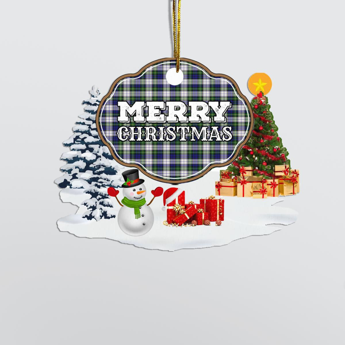 Clan Gordon Dress Modern "Merry Christmas" Tartan Acrylic Ornament MT50 Gordon Dress Modern Tartan Tartan Christmas   