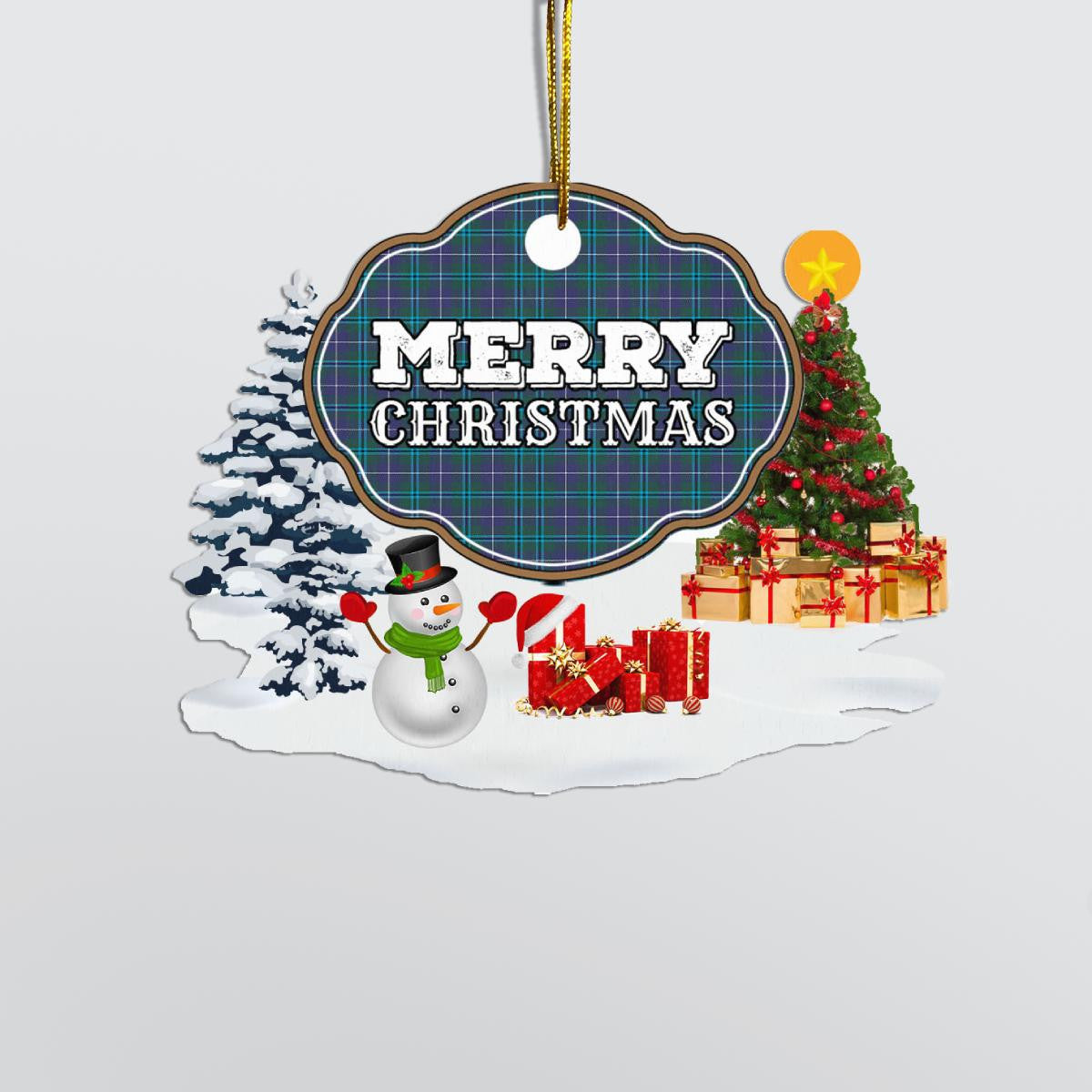 Clan Douglas Modern "Merry Christmas" Tartan Acrylic Ornament OM31 Douglas Modern Tartan Tartan Christmas   
