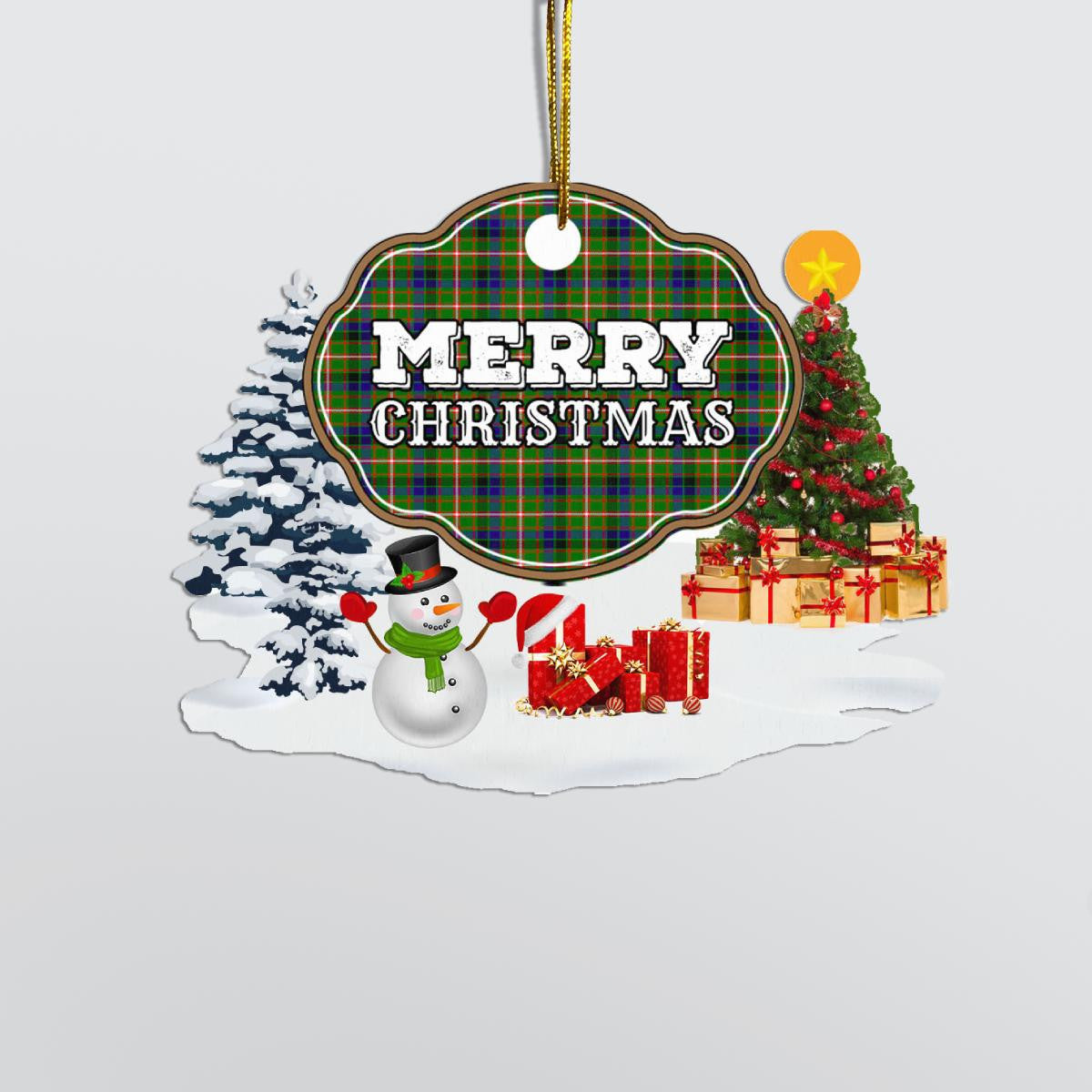 Clan Reid Green "Merry Christmas" Tartan Acrylic Ornament TT65 Reid Green Tartan Tartan Christmas   
