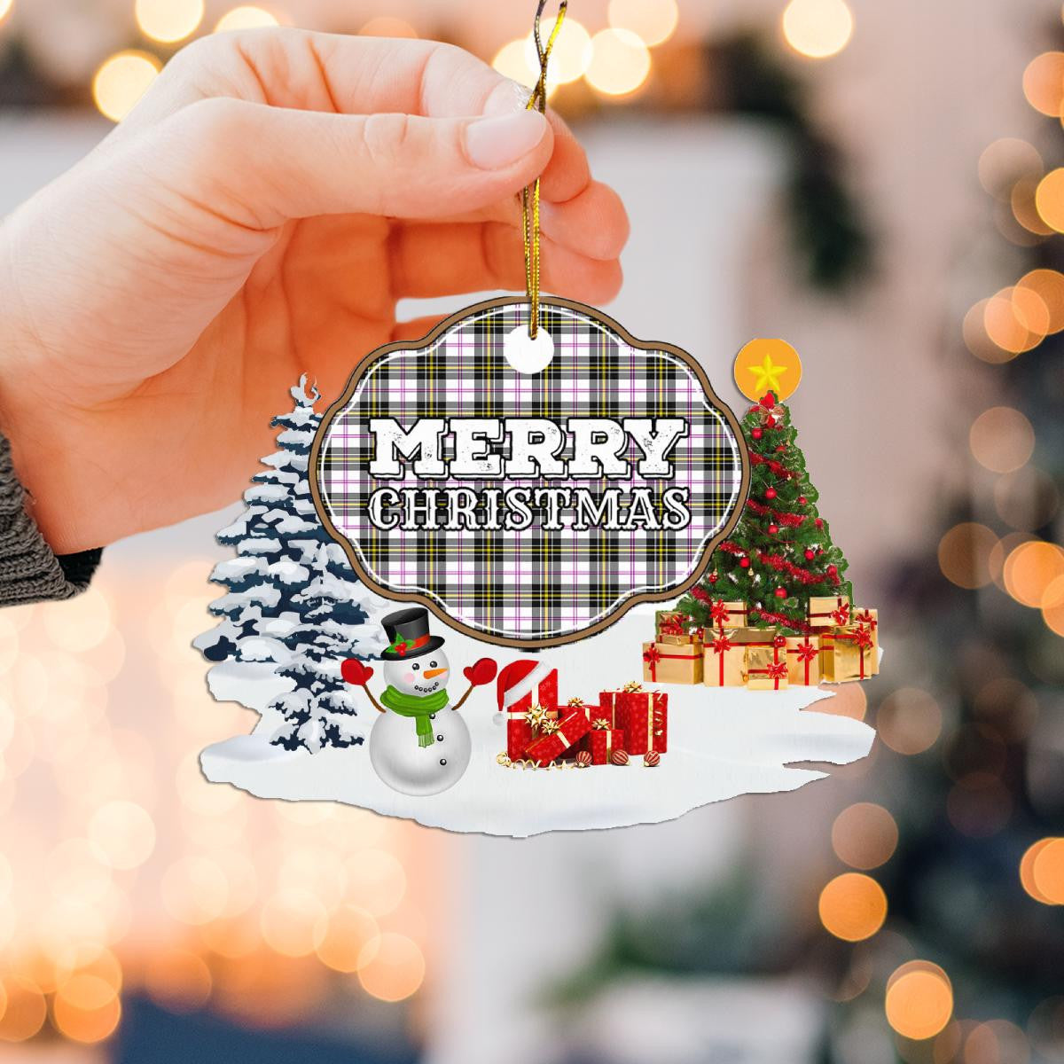 Clan MacPherson Dress Modern "Merry Christmas" Tartan Acrylic Ornament BJ72 MacPherson Dress Modern Tartan Tartan Christmas   