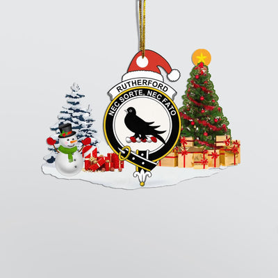 Clan Rutherford Crest Tartan Acrylic Christmas Ornament YB60