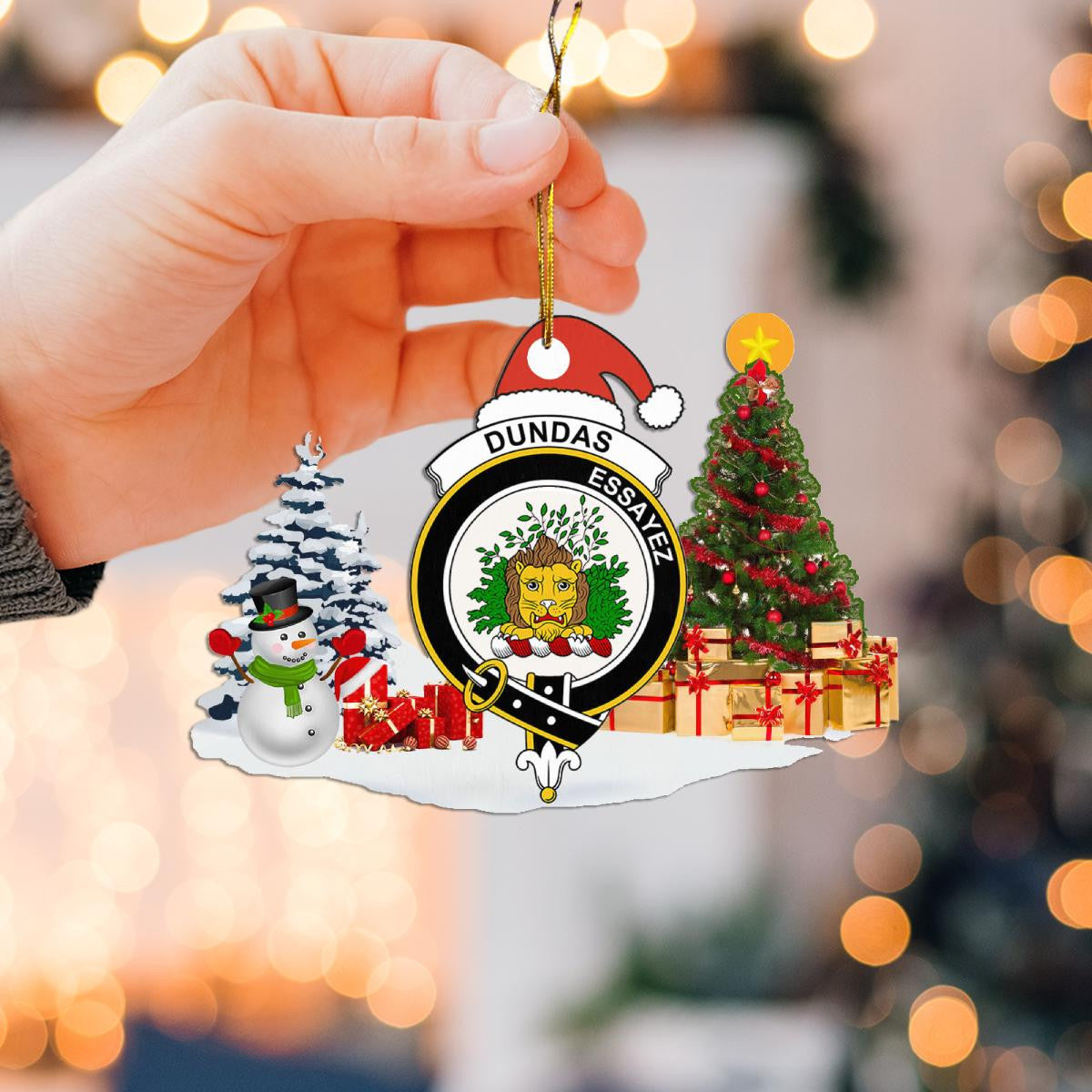 Clan Dundas Crest Tartan Acrylic Christmas Ornament MU18 Dundas Tartan Tartan Christmas   