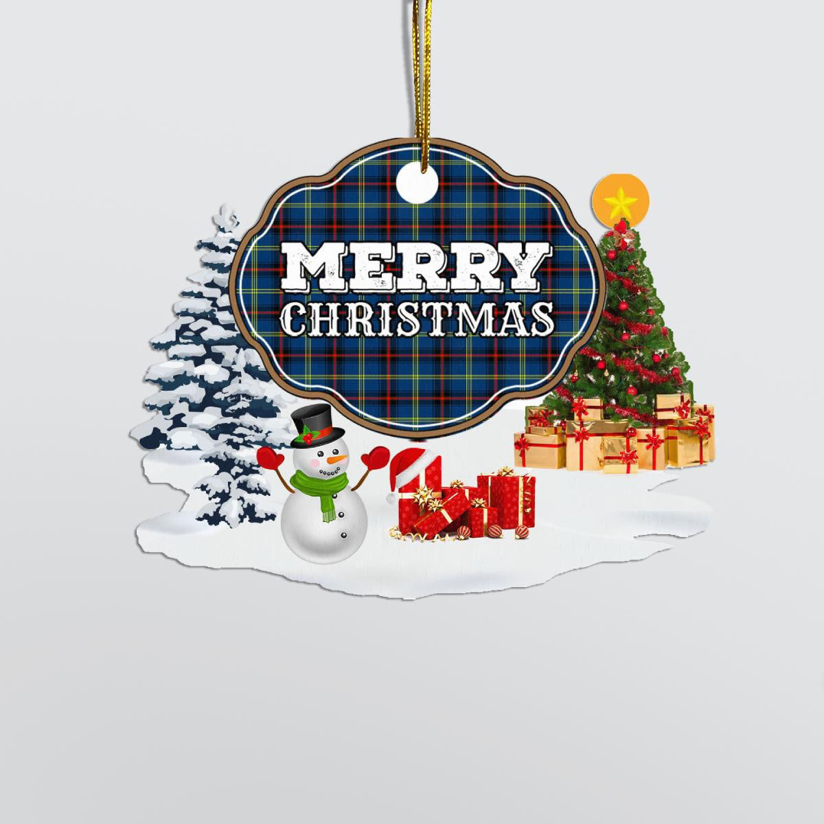 Clan Grewar "Merry Christmas" Tartan Acrylic Ornament RZ14 Grewar Tartan Tartan Christmas   