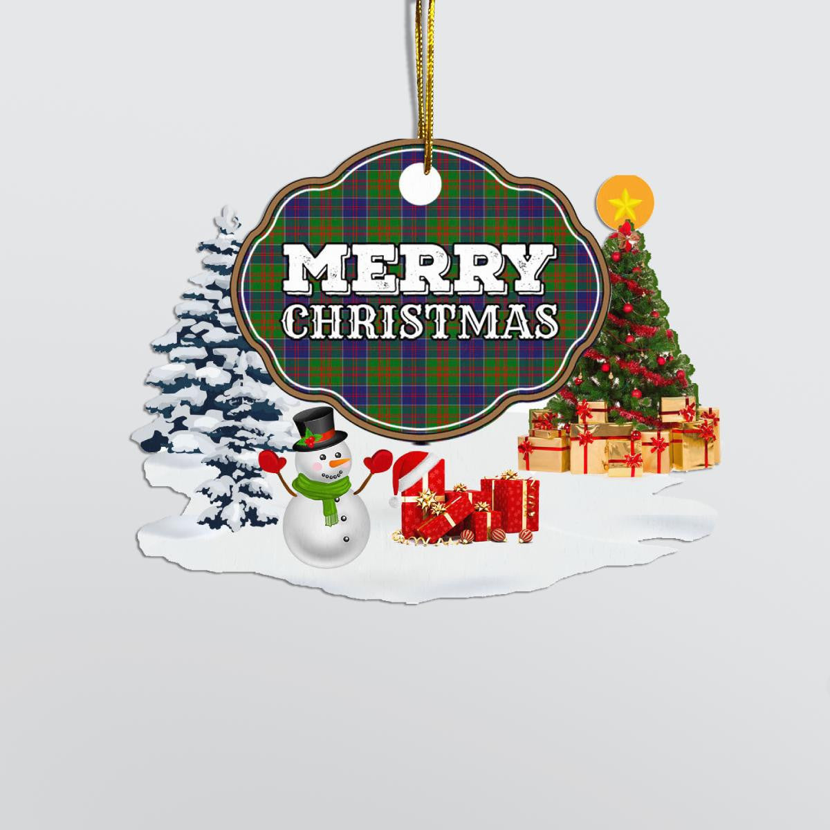 Clan Stewart of Appin Hunting Modern "Merry Christmas" Tartan Acrylic Ornament SQ66 Stewart of Appin Hunting Modern Tartan Tartan Christmas   