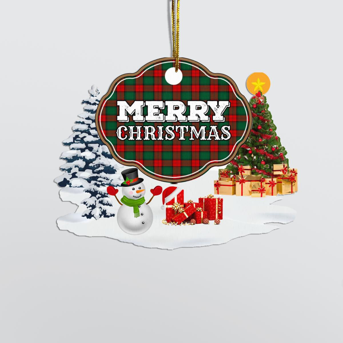 Clan Stewart Atholl Modern "Merry Christmas" Tartan Acrylic Ornament GE68 Stewart Atholl Modern Tartan Tartan Christmas   