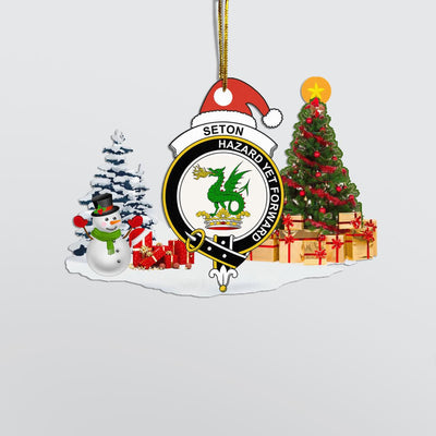 Clan Seton Crest Tartan Acrylic Christmas Ornament TD36