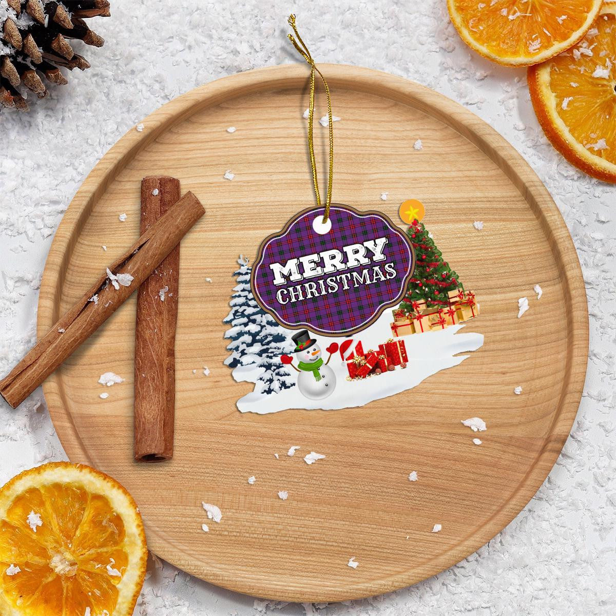Clan Montgomery Modern "Merry Christmas" Tartan Acrylic Ornament MW18 Montgomery Modern Tartan Tartan Christmas   