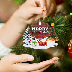 Clan MacAlister Modern "Merry Christmas" Tartan Acrylic Ornament KR94 MacAlister Modern Tartan Tartan Christmas   