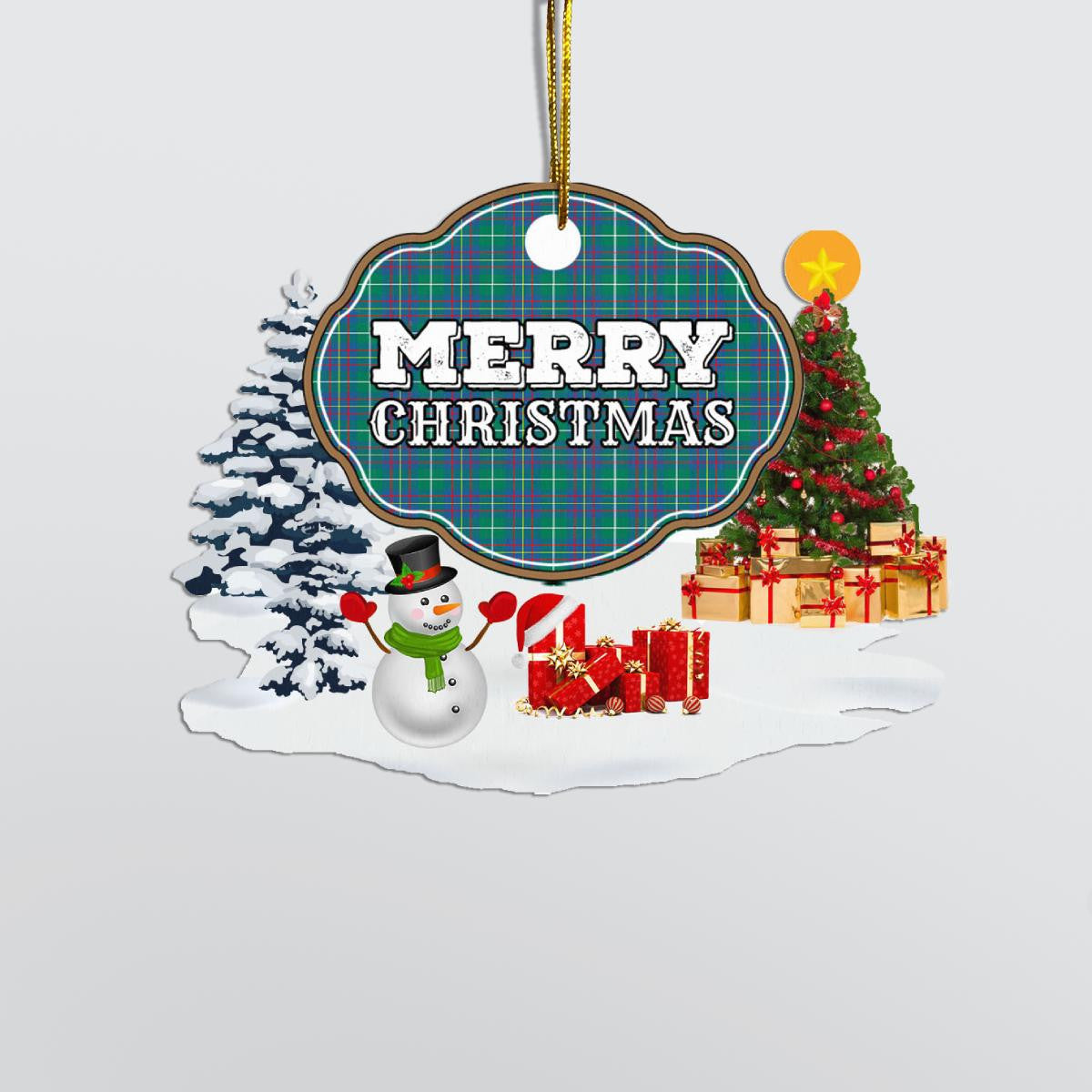 Clan Inglis Ancient "Merry Christmas" Tartan Acrylic Ornament WB50 Inglis Ancient Tartan Tartan Christmas   